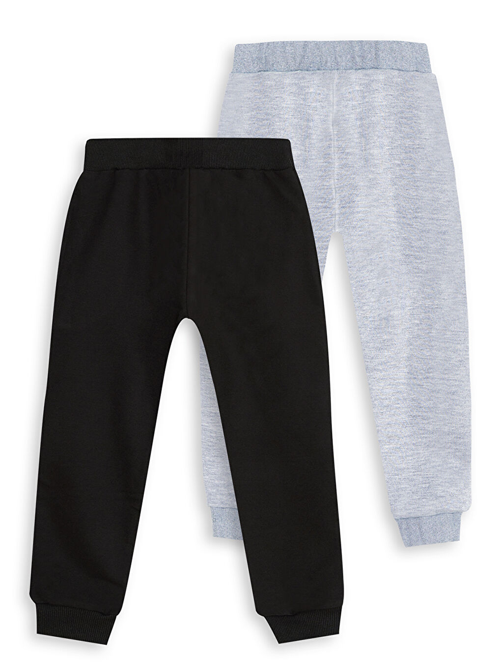 Karışık Basic Unisex Siyah-Gri Melanj 2'li Eşofman Altı-1