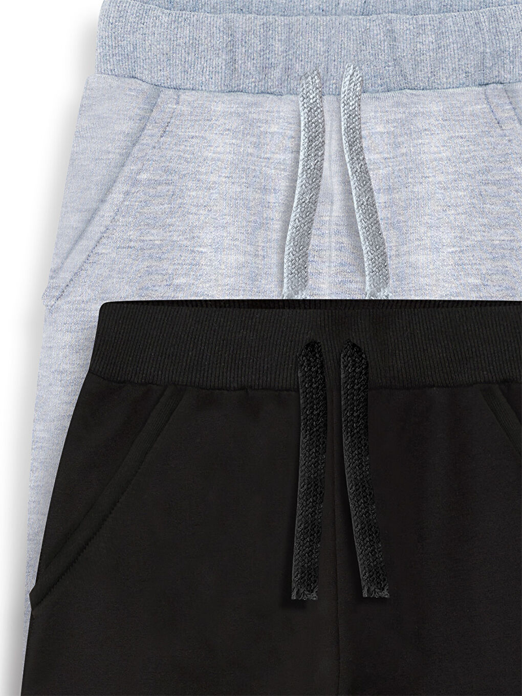 Karışık Basic Unisex Siyah-Gri Melanj 2'li Eşofman Altı-2