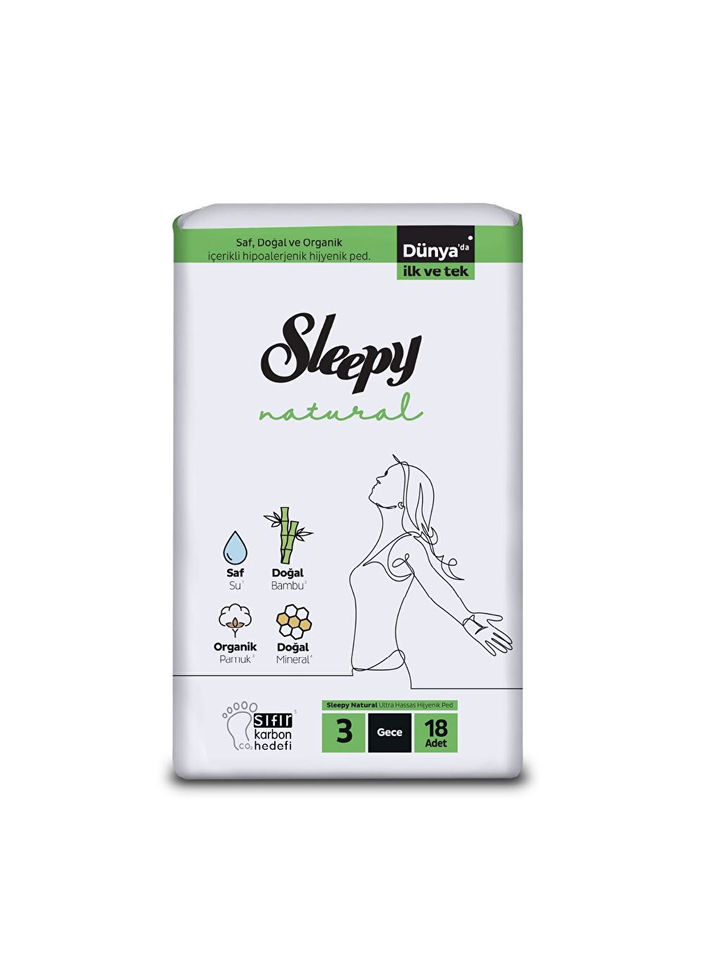 Natural Ultra Hassas Hijyenik Ped Gece 18 Adet Ped-1