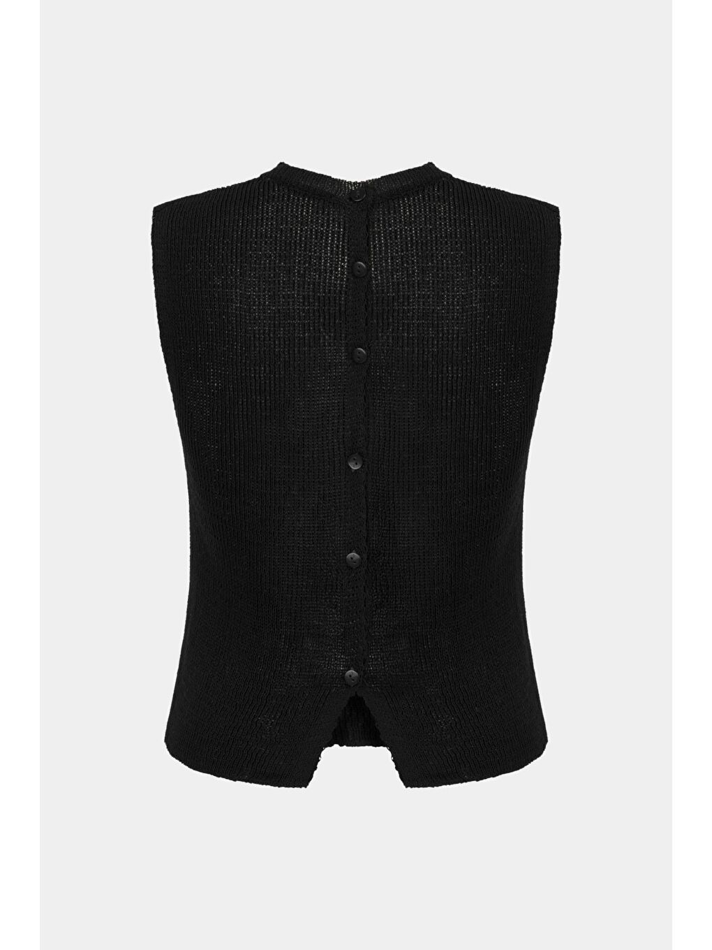 Siyah Kadın Bisiklet Yaka Kolsuz Triko Kazak