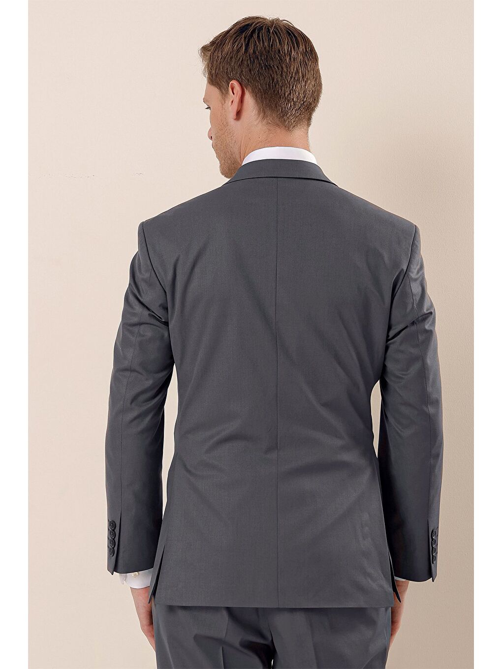 Bej Vizon Mono Yaka Astarlı Çift Yırtmaç 4 Drop Comfort Fit Rahat Kesim Klasik Takım 1001230172-3