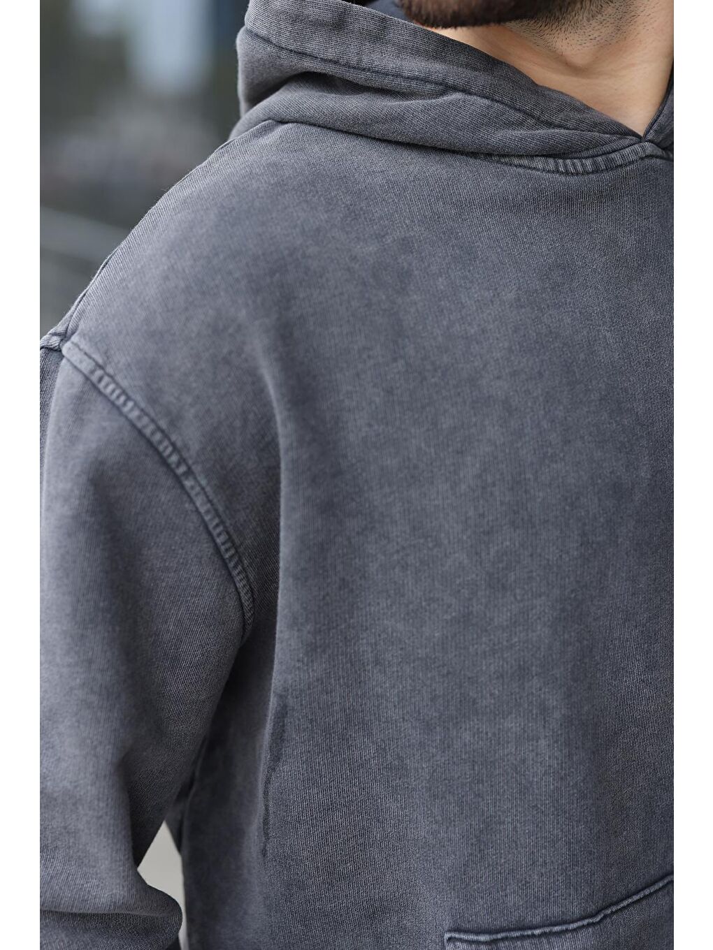 Siyah Kanguru Cep Kapüşonlu Erkek Eşofman Takımı E7341-2