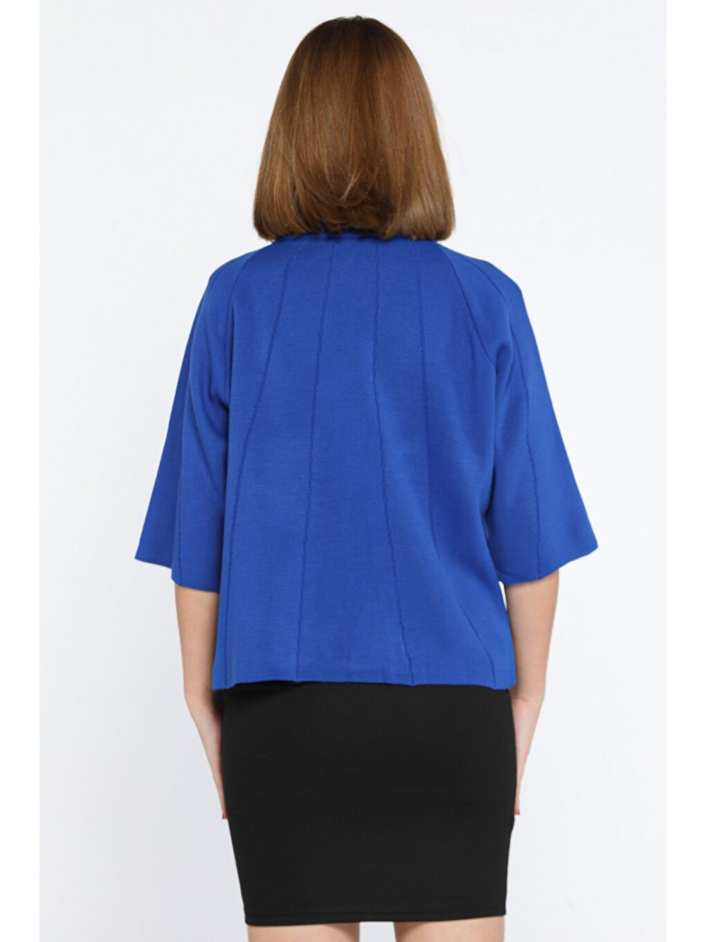 Mavi Kadın Yaka Bronşlu Kendinden Desenli Triko Hırka-2