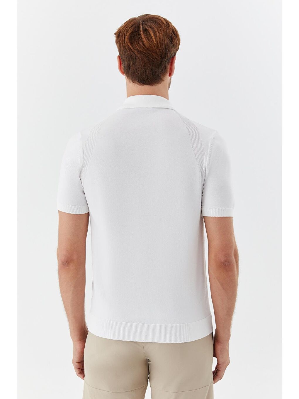 Ekru Regular Fit Triko Polo Yaka Dokulu Tişört-4