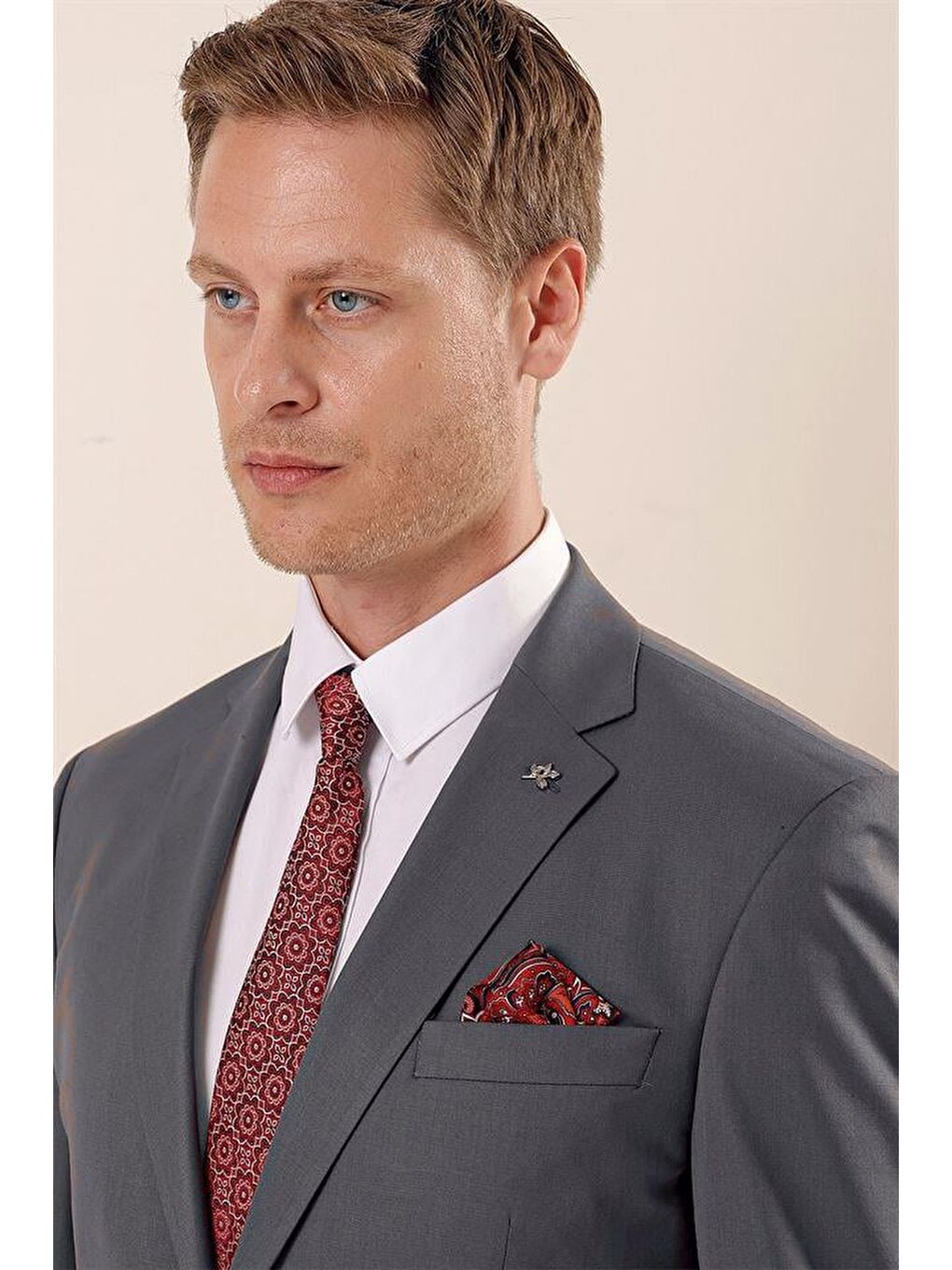 Bej Vizon Mono Yaka Astarlı Çift Yırtmaç 4 Drop Comfort Fit Rahat Kesim Klasik Takım 1001230172-8