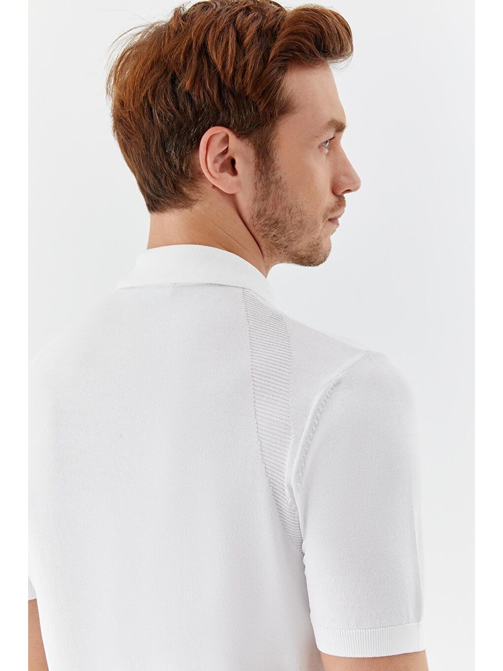 Ekru Regular Fit Triko Polo Yaka Dokulu Tişört-5