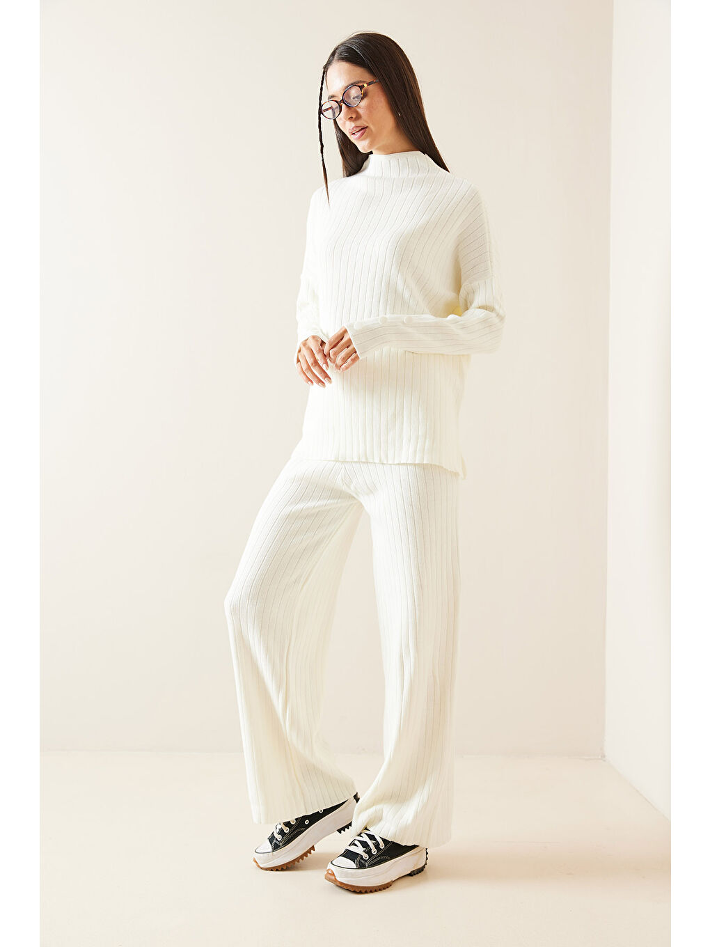 Ekru Fitilli İkili Triko Takım 5KXK8-48973-52-1