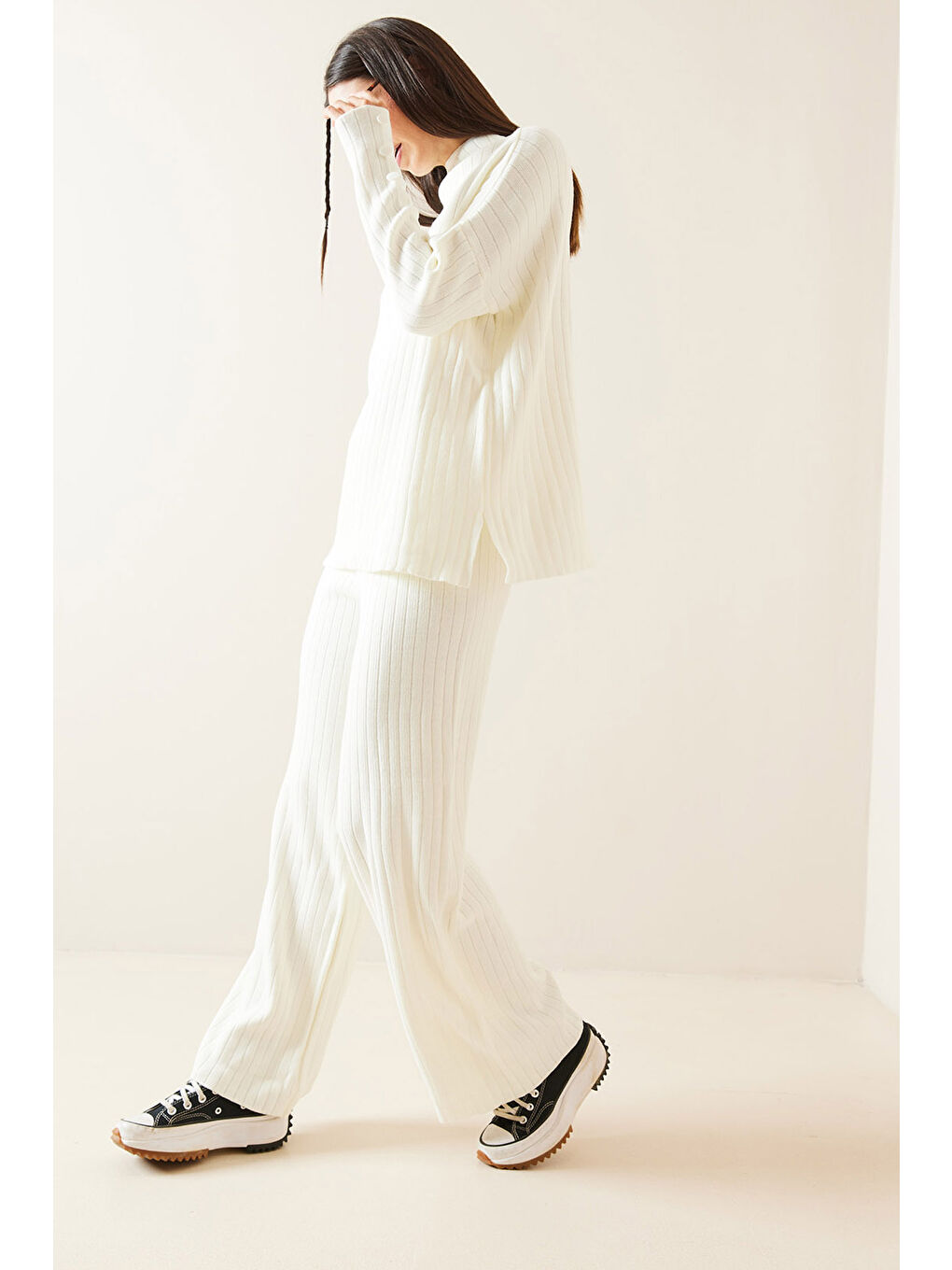 Ekru Fitilli İkili Triko Takım 5KXK8-48973-52-4