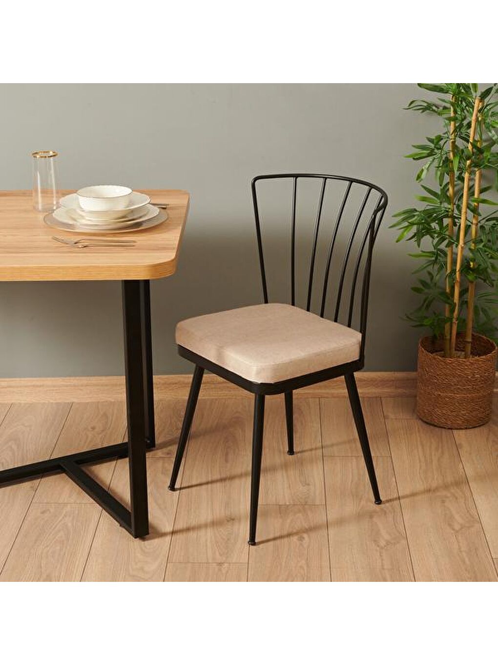 Ekru Ay Sandalye - Krem / Siyah - 81 cm-1