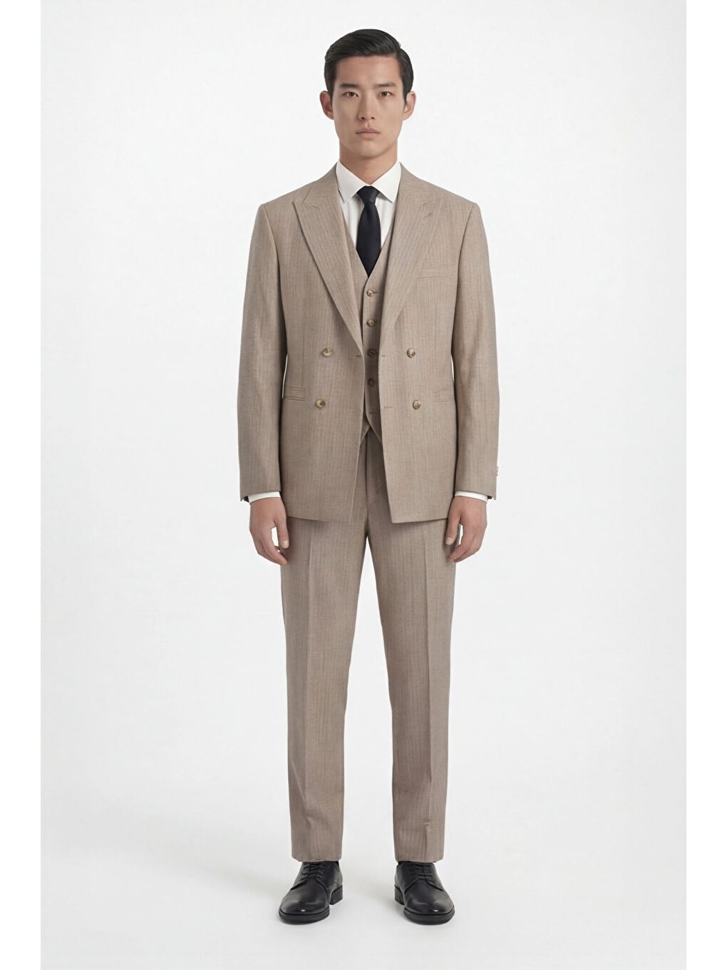 Giotelli Bej Normal Kesim Regular Fit Dokuma Çizgili Takım Elbise-1