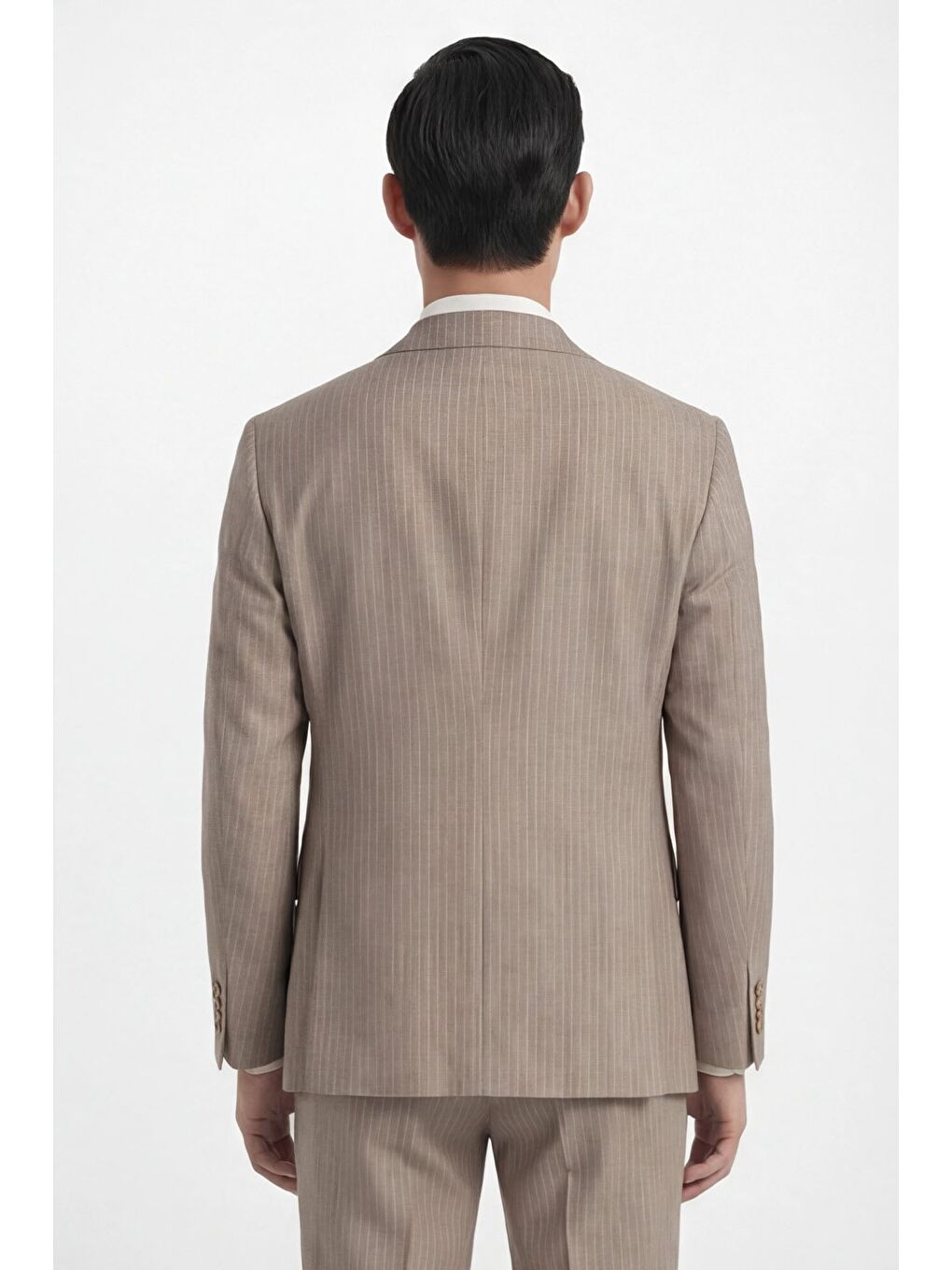Giotelli Bej Normal Kesim Regular Fit Dokuma Çizgili Takım Elbise-3