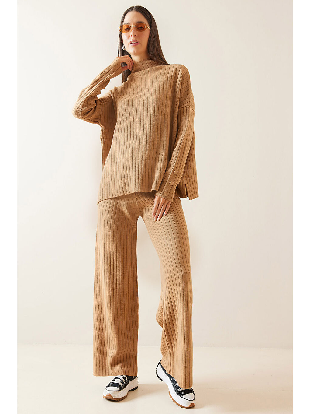 Kahverengi Taba Fitilli İkili Triko Takım 5KXK8-48973-30