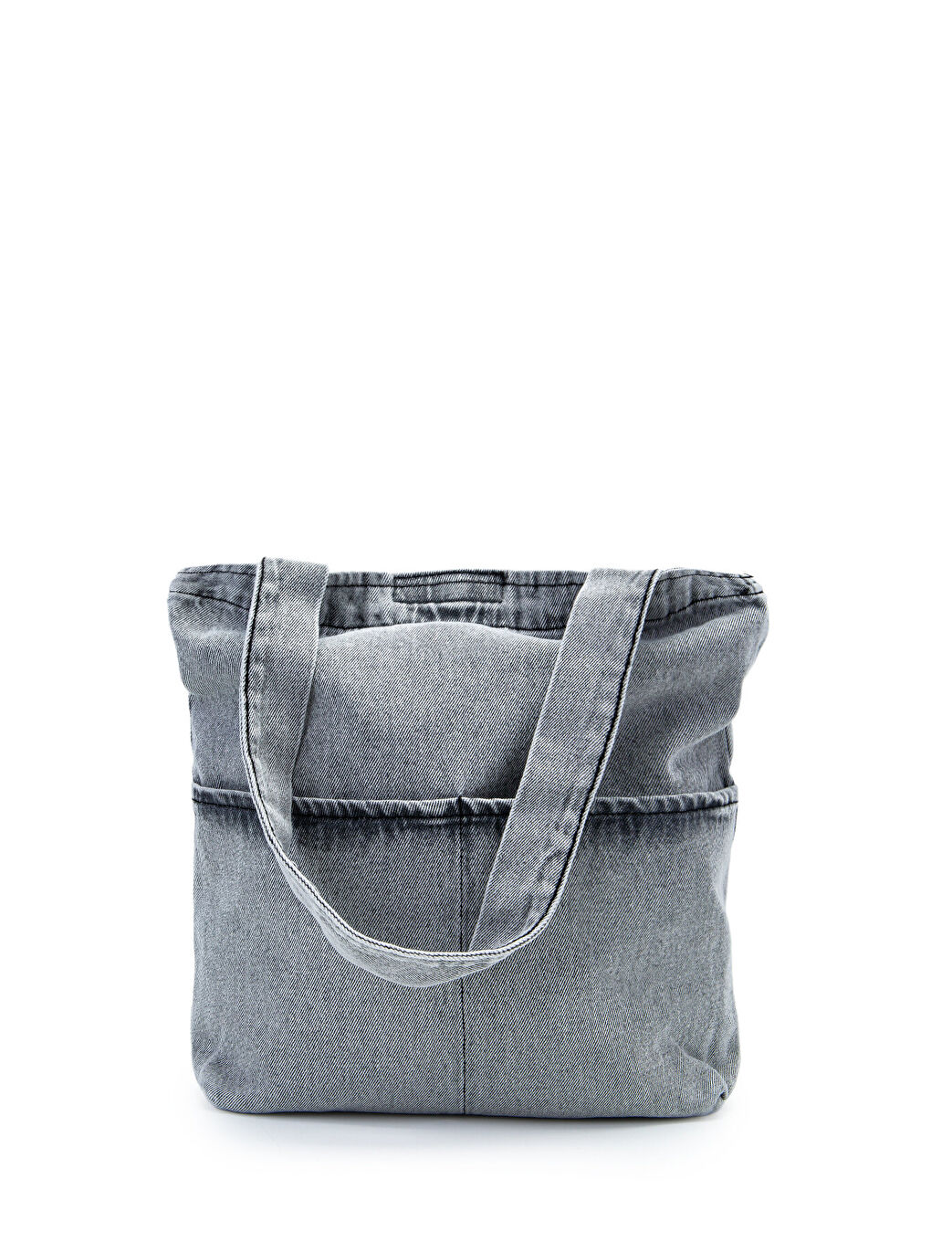 Çift Cepli Jean Kadın Kol Çanta Edgar Gri-1