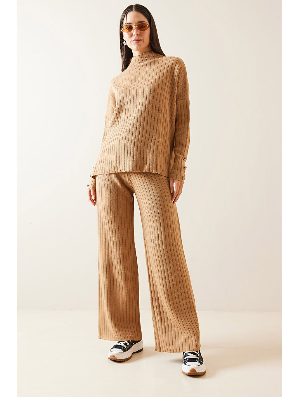 Kahverengi Taba Fitilli İkili Triko Takım 5KXK8-48973-30-1