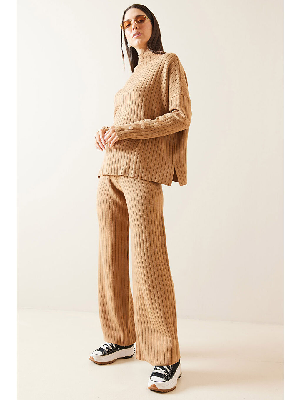 Kahverengi Taba Fitilli İkili Triko Takım 5KXK8-48973-30-3