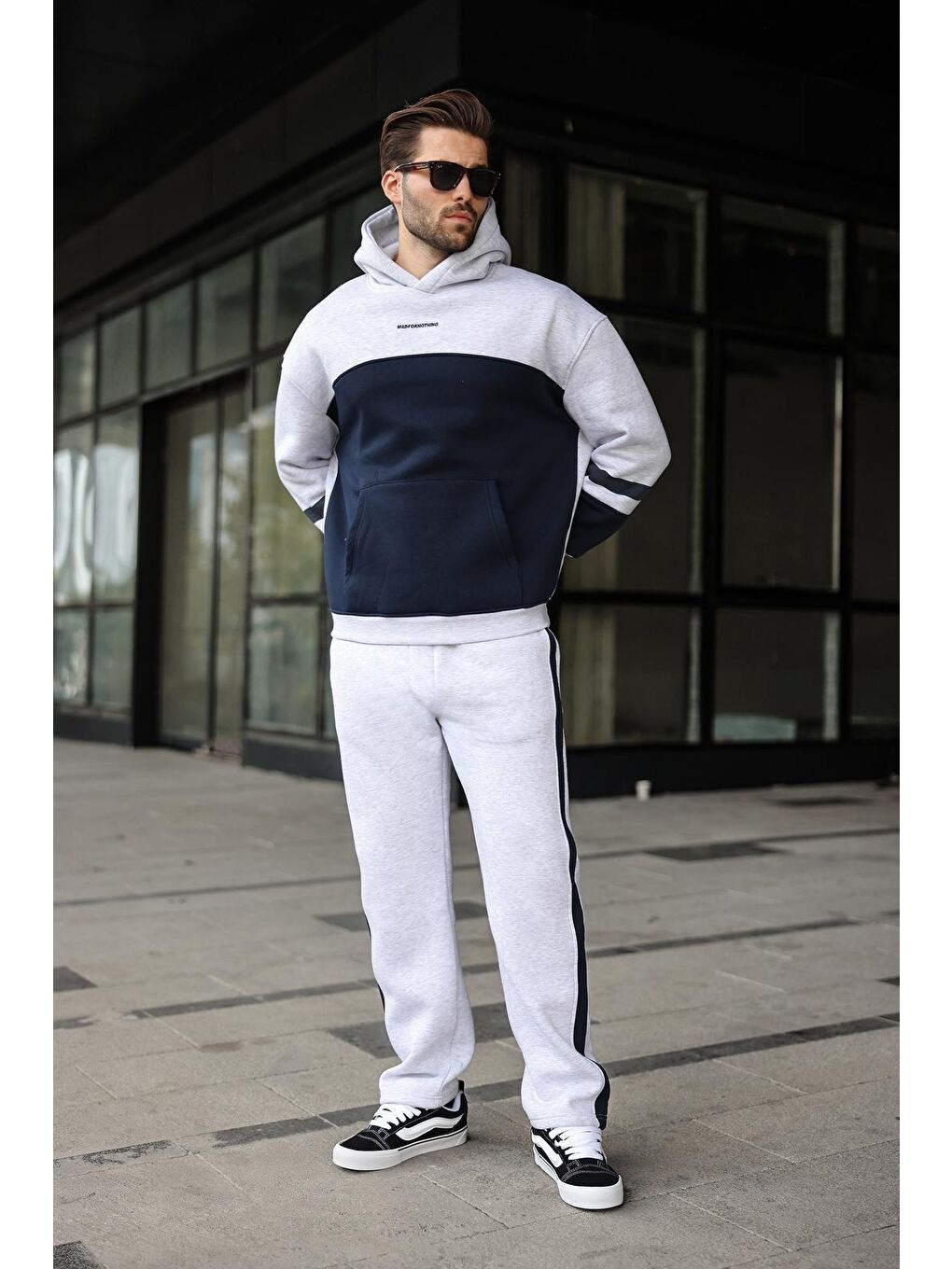 Beyaz Karmelanj Alt Üst Kapüşonlu Eşofman Takımı E7340-1