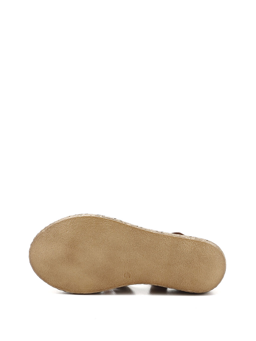 Kahverengi Kadın Cırt Bantlı Dolgu Tabanlı Hakiki Deri Sandalet-3