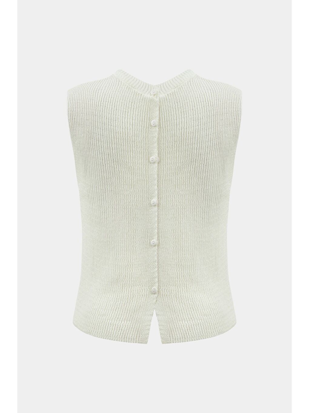 Ekru Kadın Bisiklet Yaka Kolsuz Triko Kazak