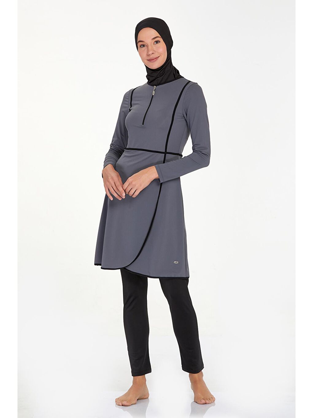 Elastanlı Tam Kapalı Tesettür Mayo Ella 4546 Antrasit