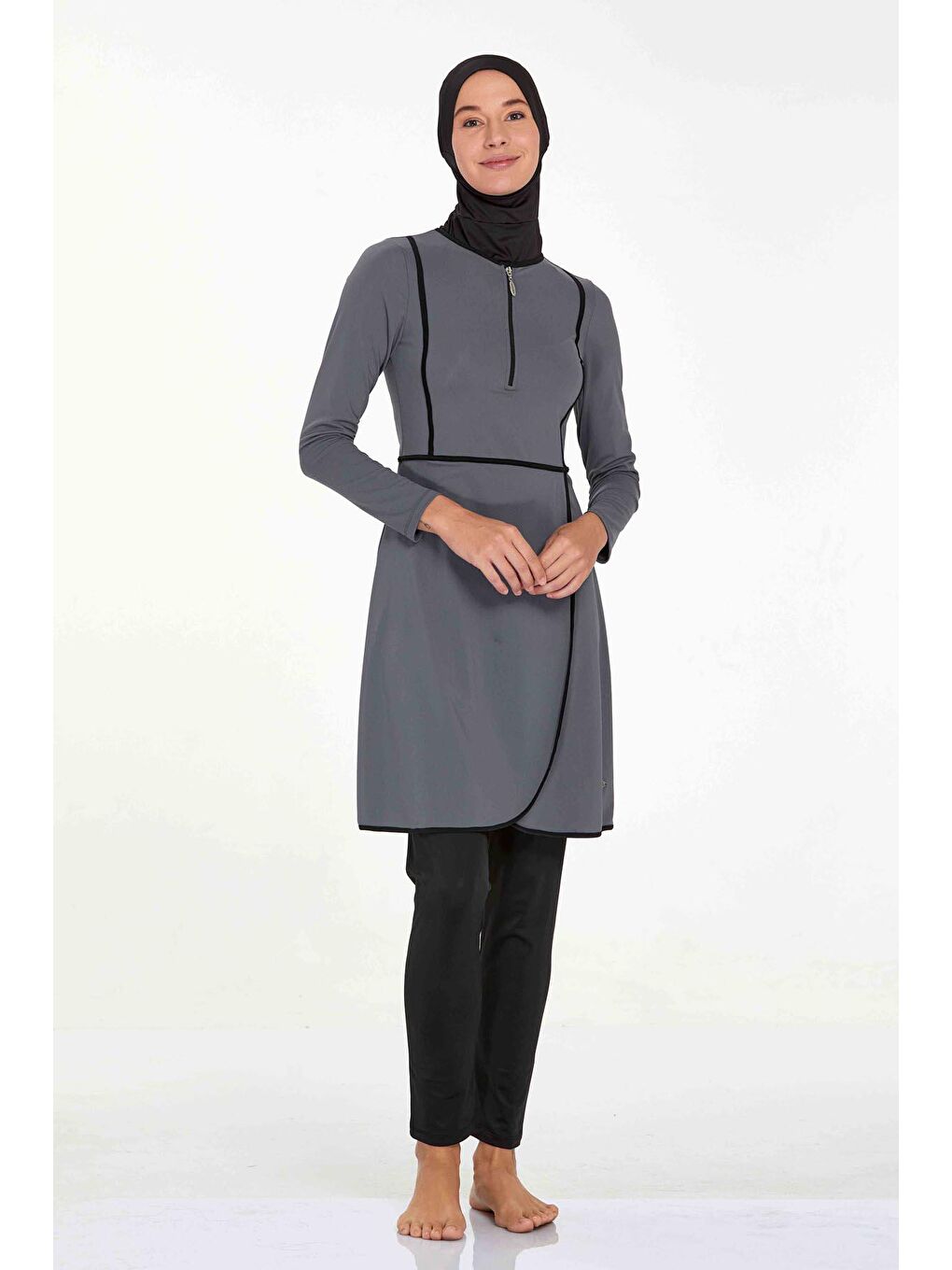 Elastanlı Tam Kapalı Tesettür Mayo Ella 4546 Antrasit-1
