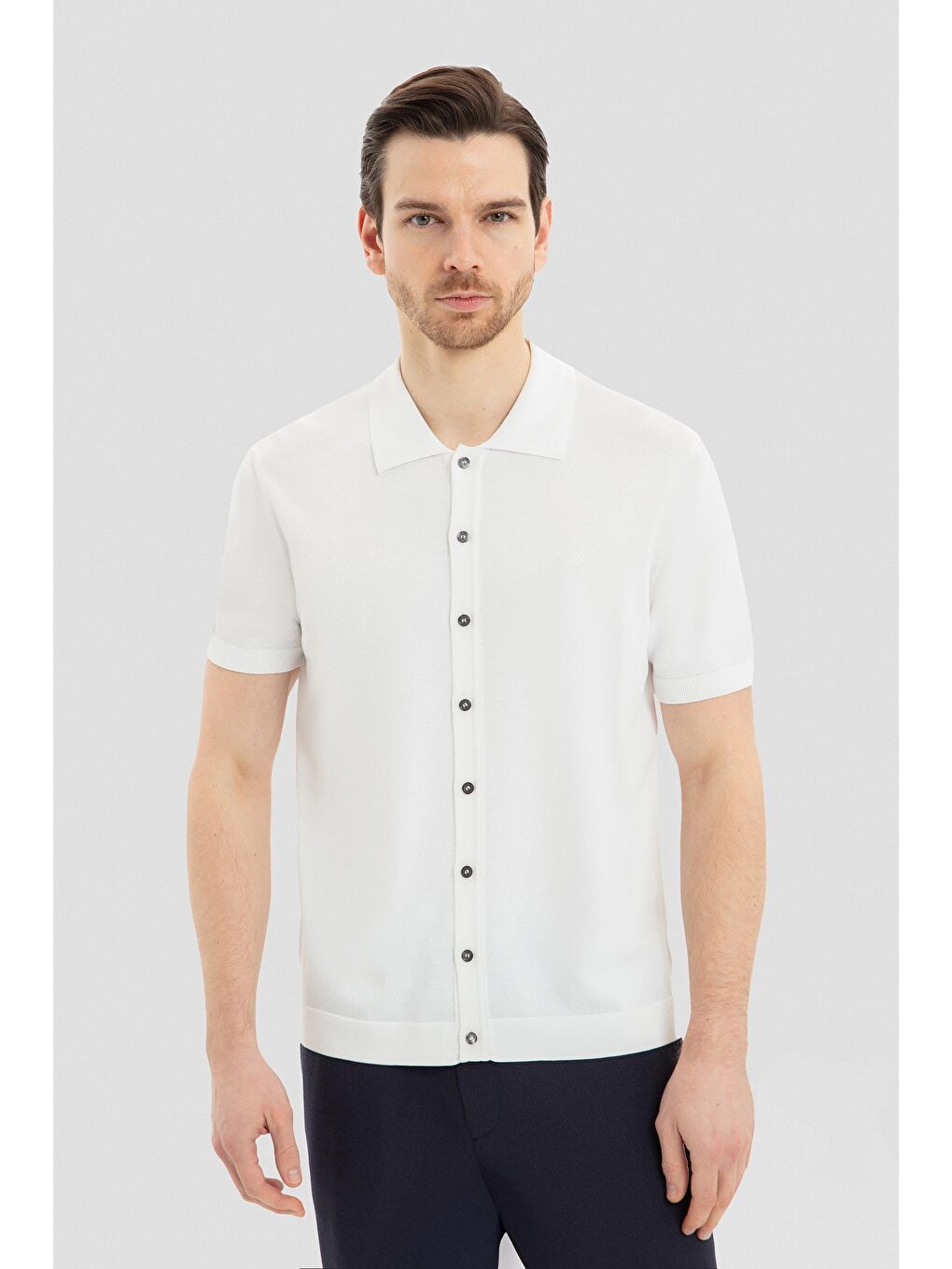 Ekru Regular Fit Triko Polo Yaka Erkek Gömlek