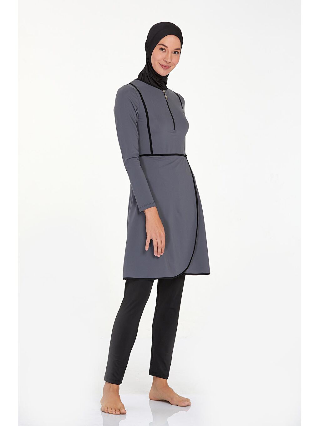 Elastanlı Tam Kapalı Tesettür Mayo Ella 4546 Antrasit-2