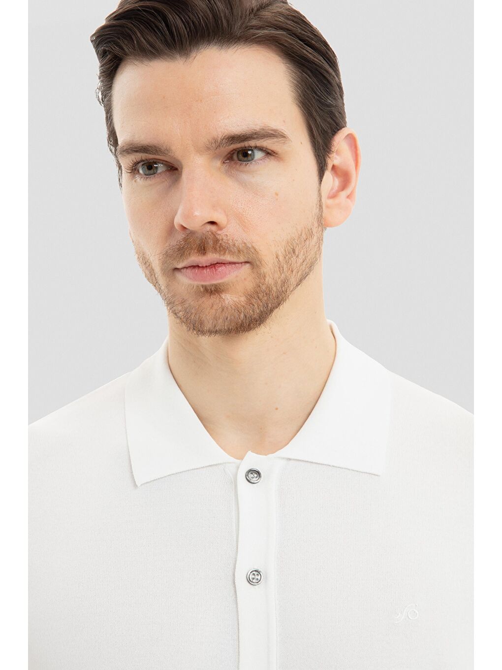 Ekru Regular Fit Triko Polo Yaka Erkek Gömlek-3