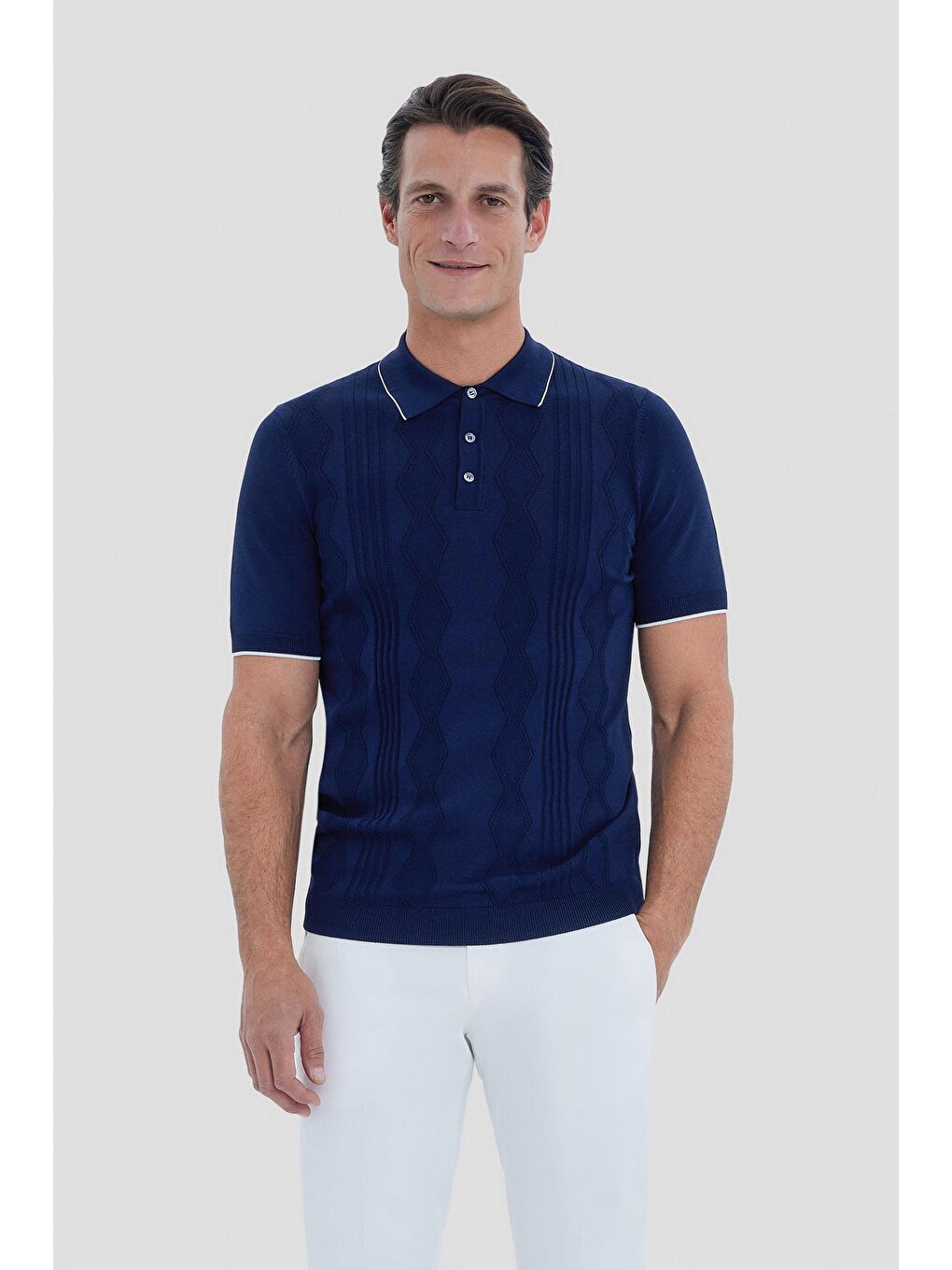 Lacivert Regular Fit Triko Polo Yaka Tişört