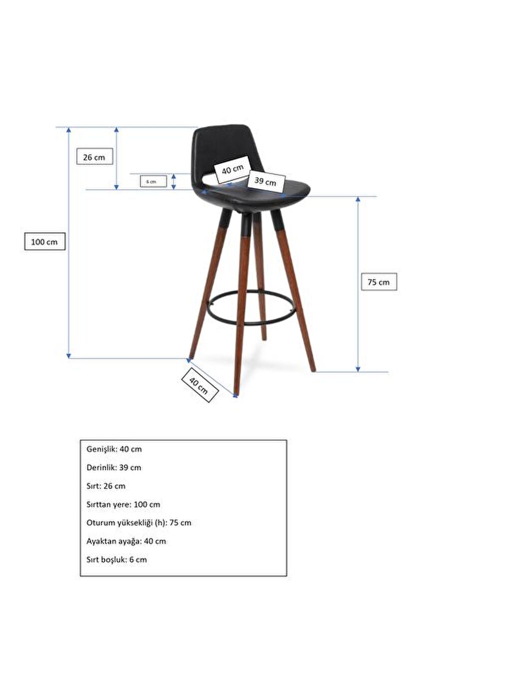 Retro Bar Taburesi - Siyah-7