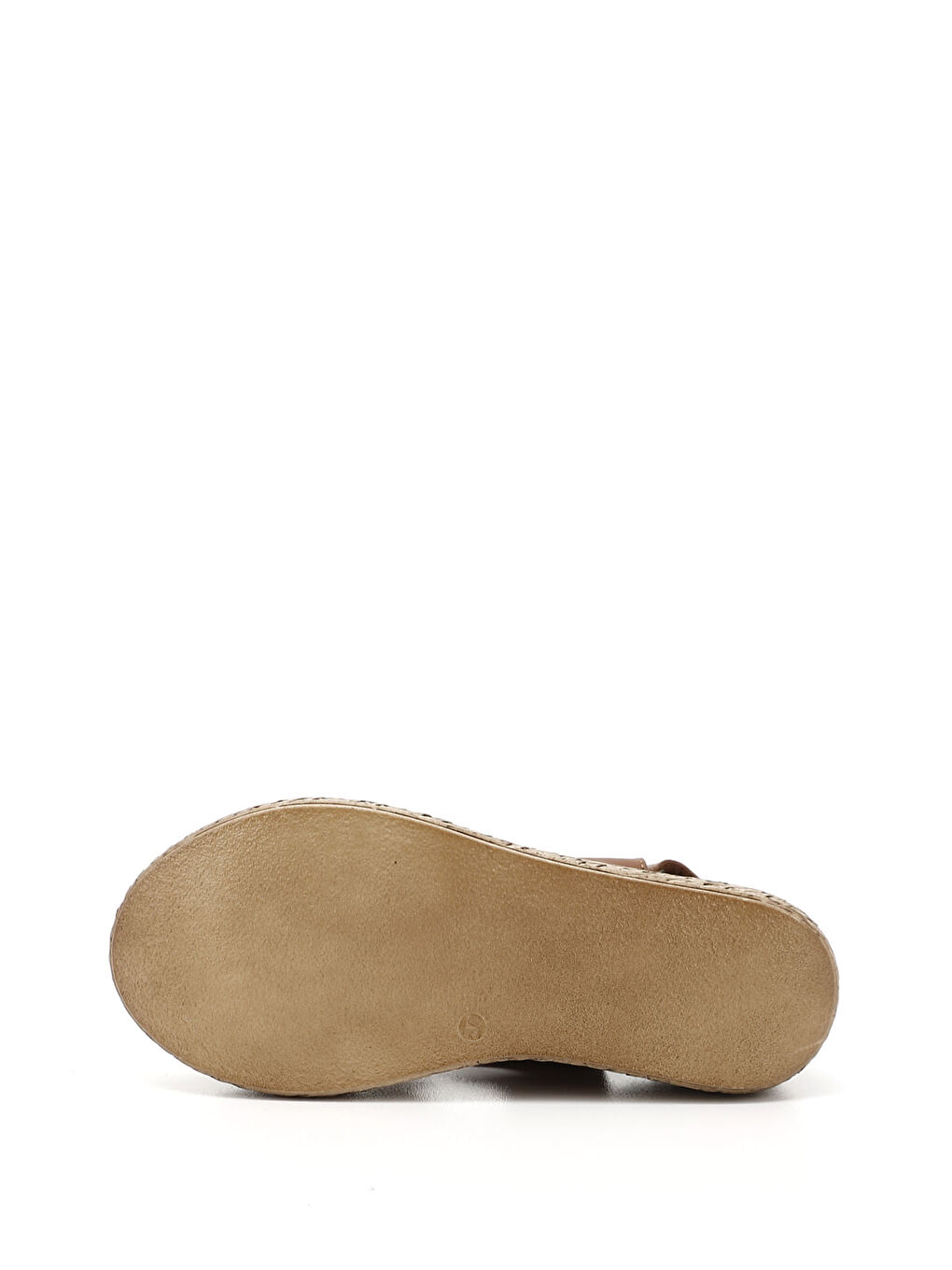 Kahverengi Kadın Cırt Bantlı Dolgu Tabanlı Hakiki Deri Sandalet-3