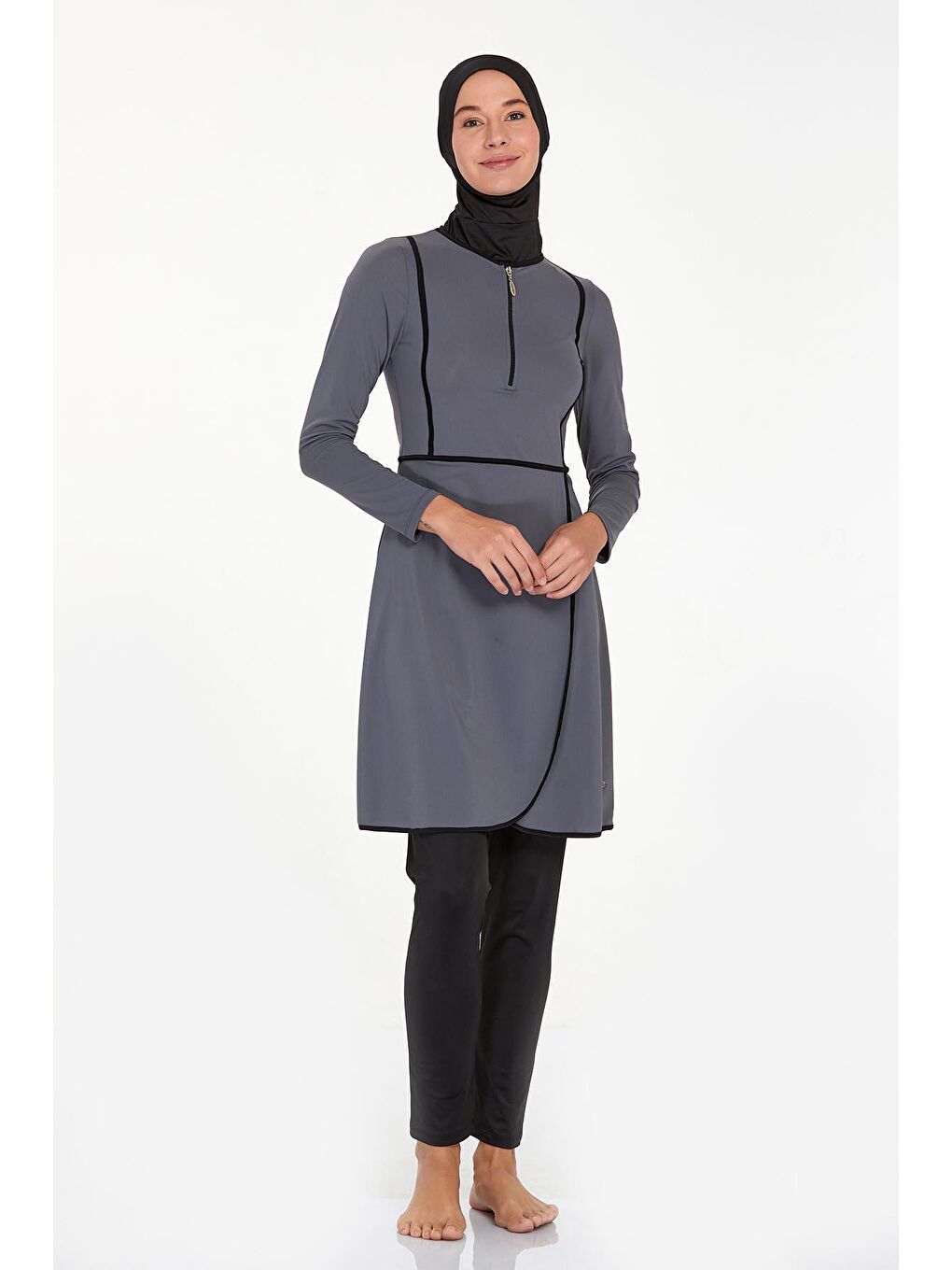 Elastanlı Tam Kapalı Tesettür Mayo Ella 4546 Antrasit-4