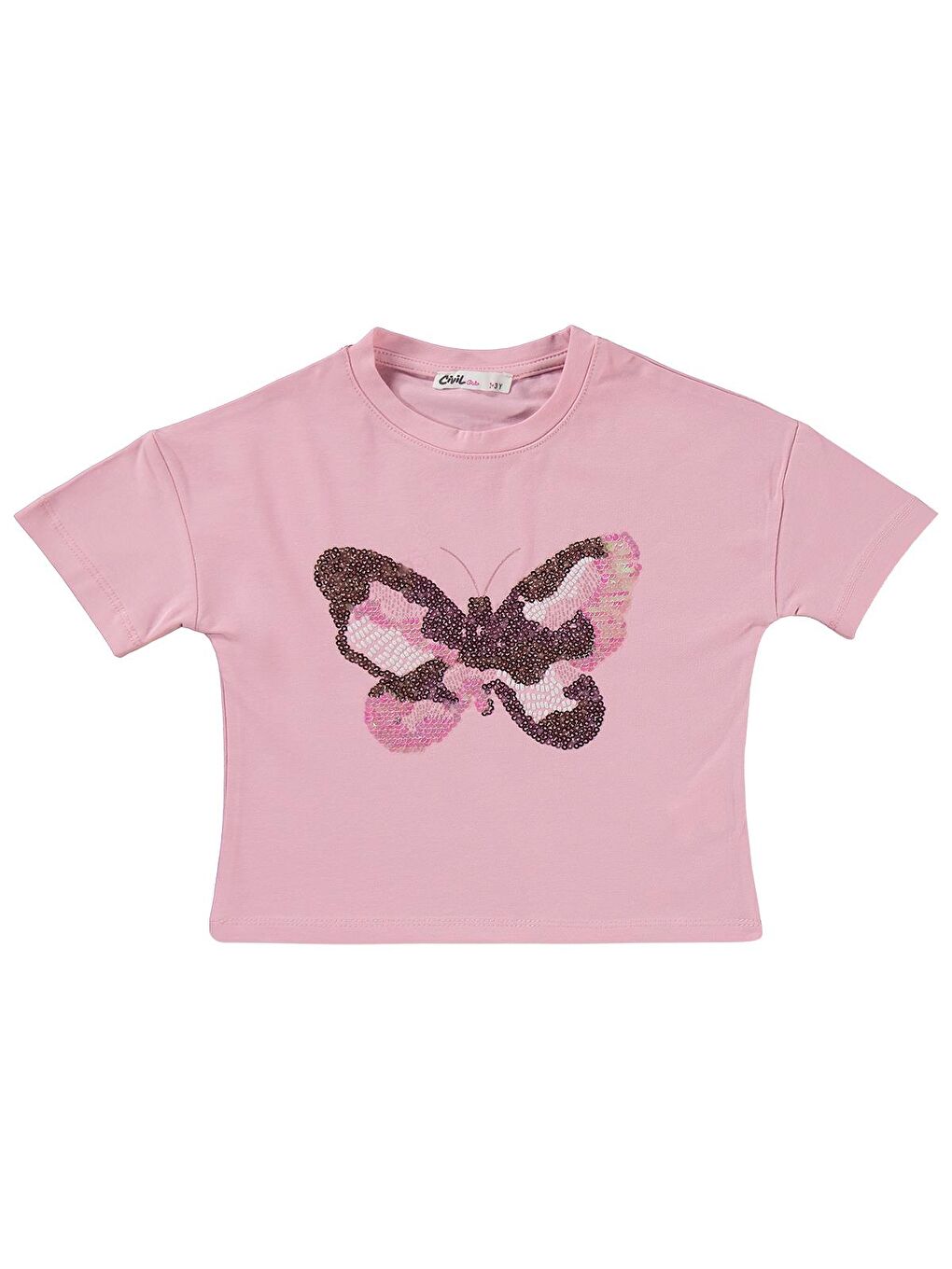 Girls Kelebek Nakışlı 2-5 Yaş Takım - Pembe-1