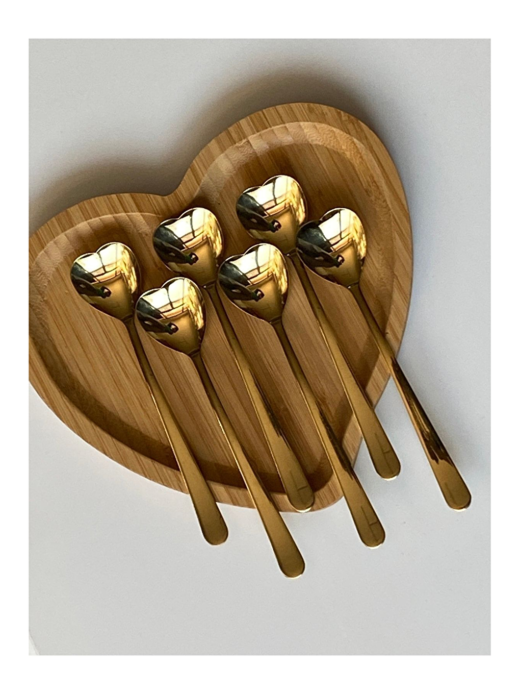 Sarı Gold Kalp Şekilli 6'lı Dondurma ve Tatlı Kaşığı - Kutulu Altın Renk Dondurma ve Tatlı Kaşığı 6 Adet-2