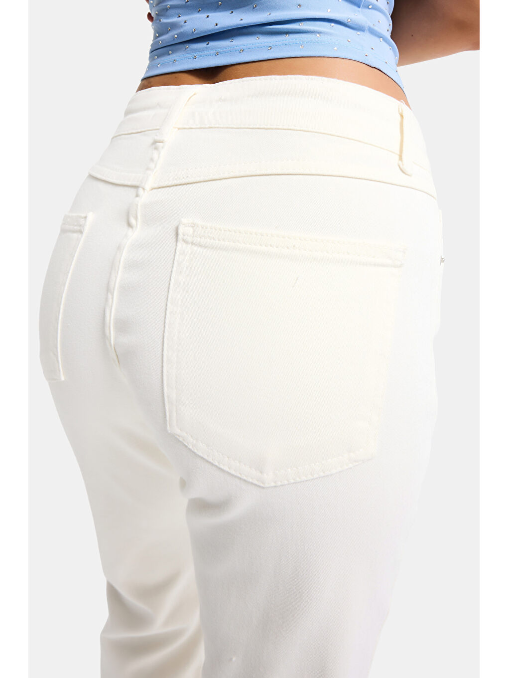 Kadın Kırık Beyaz 7s6-101 Mid Rise Flare Fit Denim Jean-2