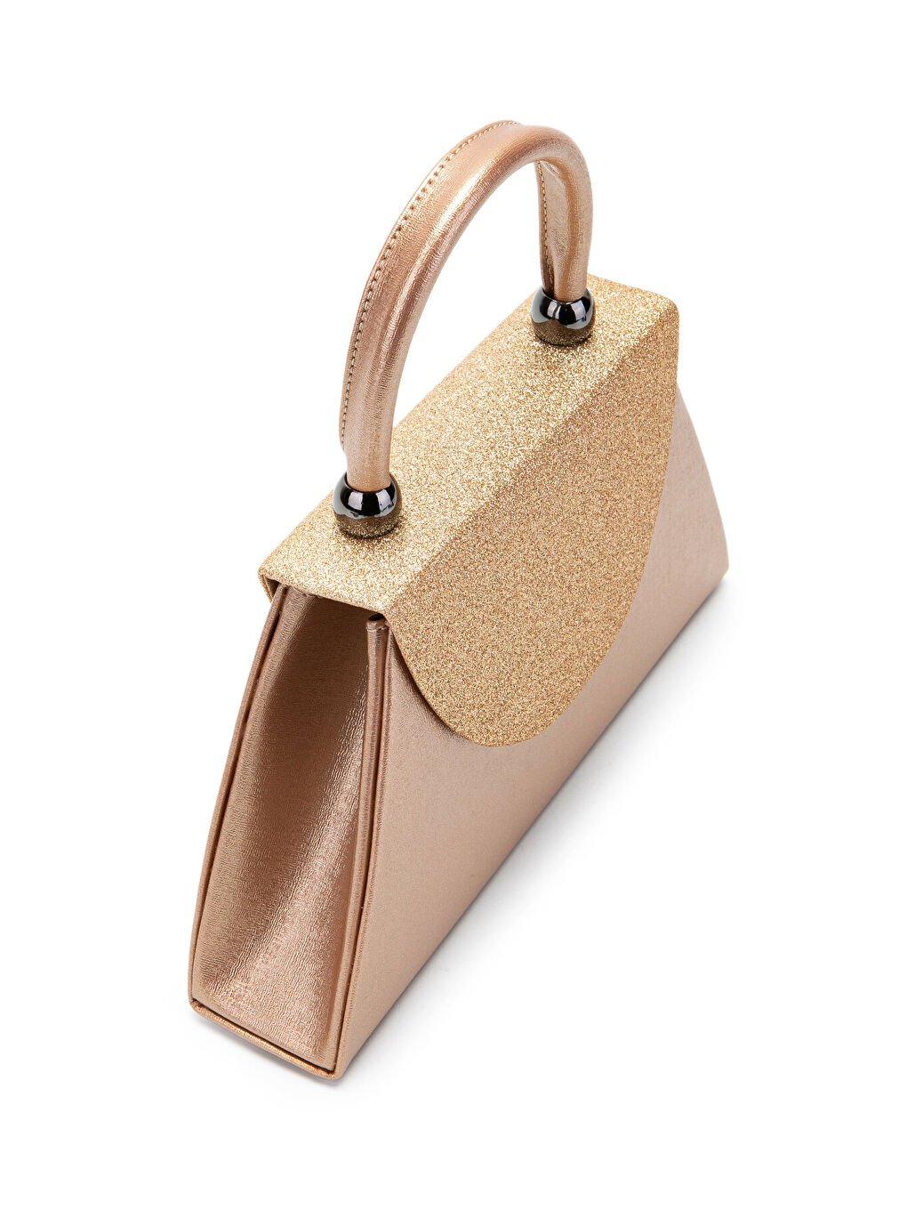 Pembe Minimalist Tasarım Simli Kapaklı Lip Abiye El Çantası Pudra-1