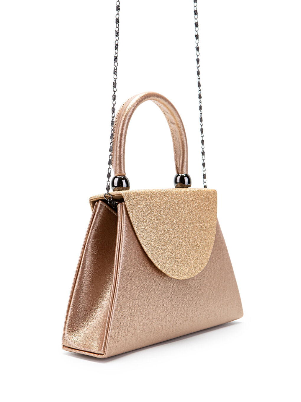 Pembe Minimalist Tasarım Simli Kapaklı Lip Abiye El Çantası Pudra-2