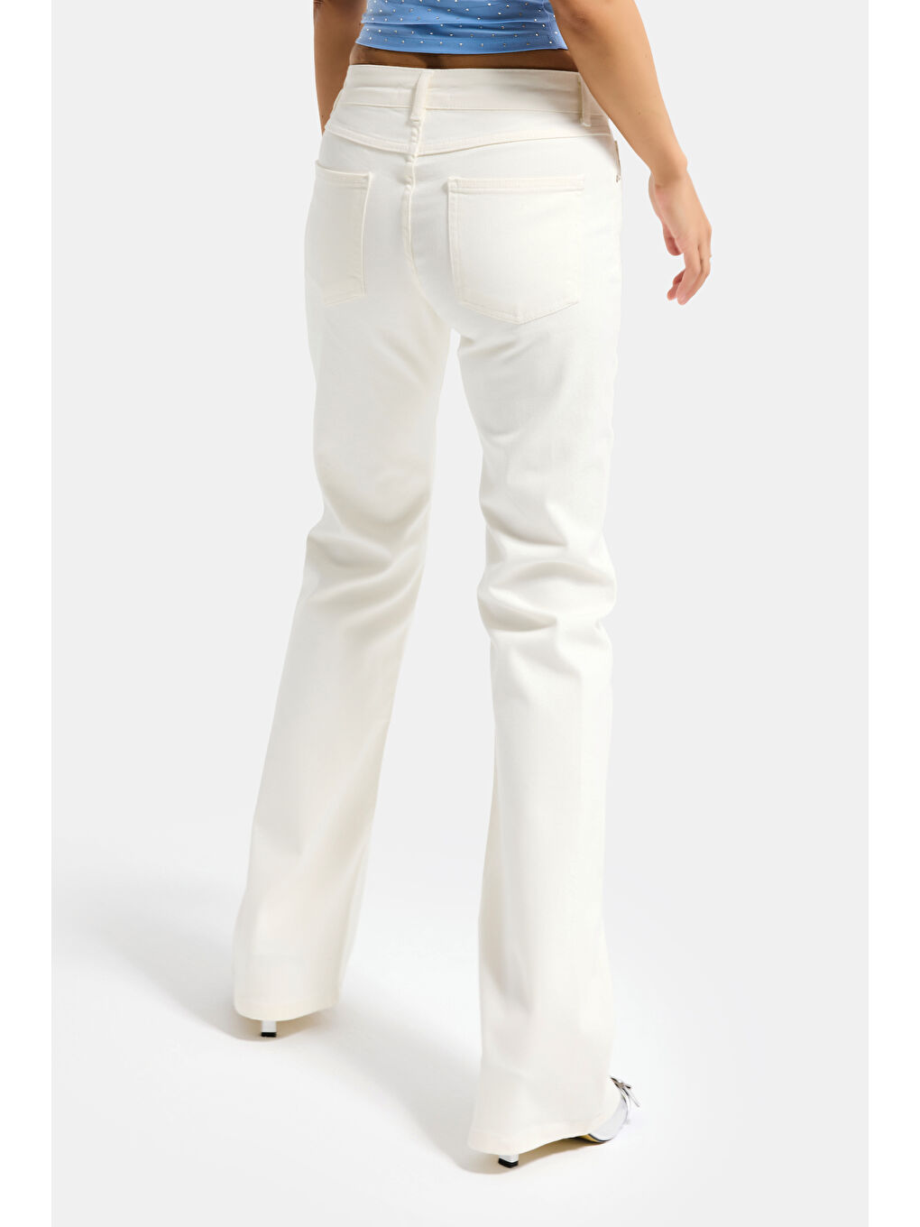 Kadın Kırık Beyaz 7s6-101 Mid Rise Flare Fit Denim Jean-4