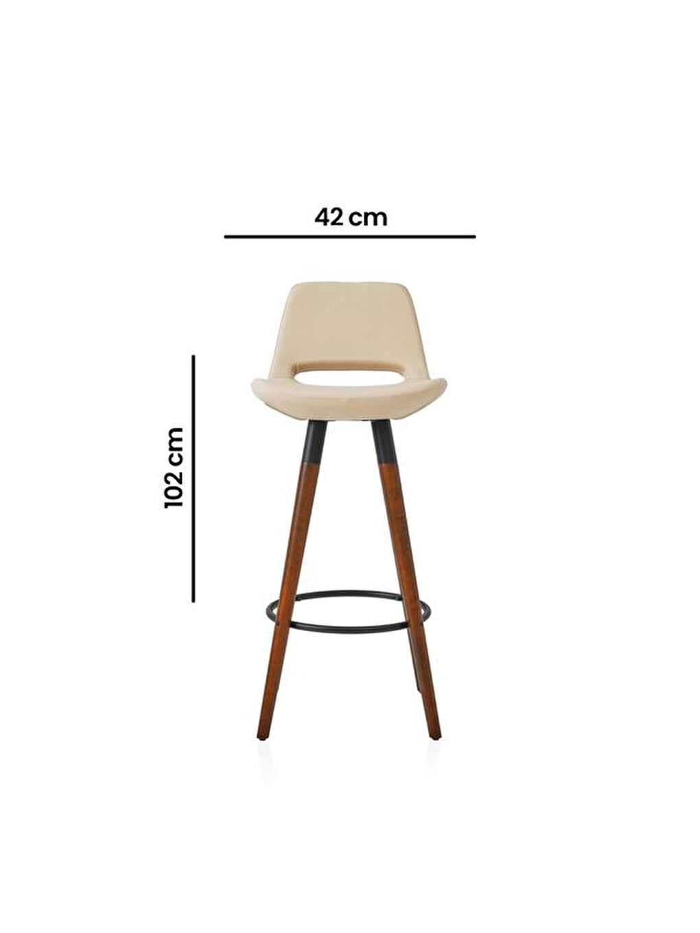 Ekru Retro 2'li Bar Taburesi - Krem - 107 cm-7