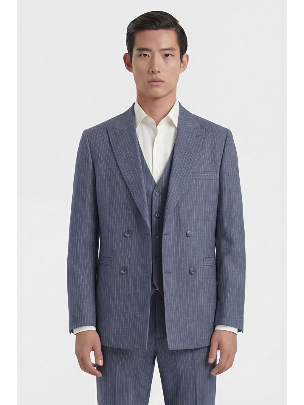 Giotelli Açık Lacivert Normal Kesim Regular Fit Dokuma Çizgili Takım Elbise