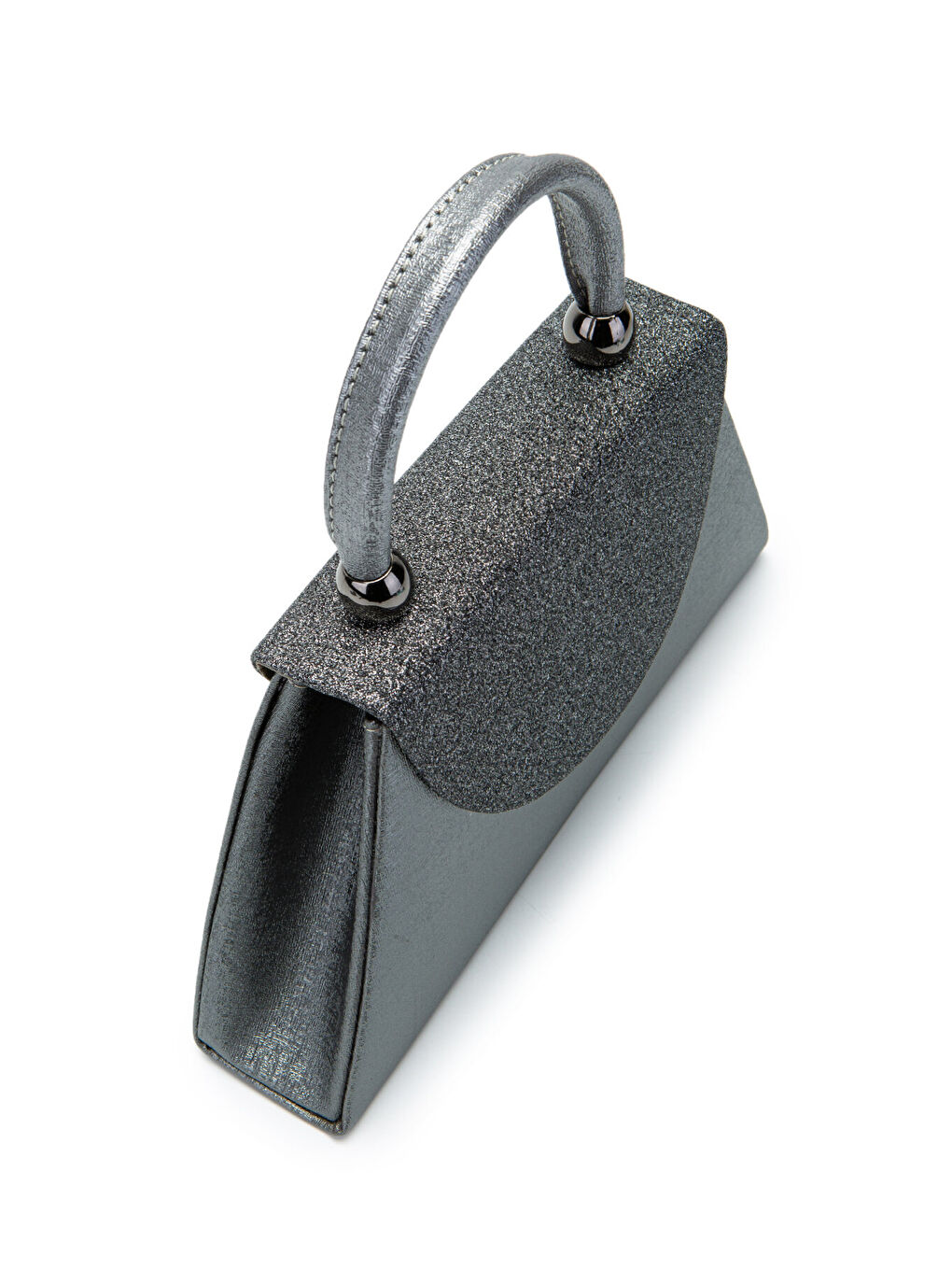 Minimalist Tasarım Simli Kapaklı Lip Abiye El Çantası Antrasit-1