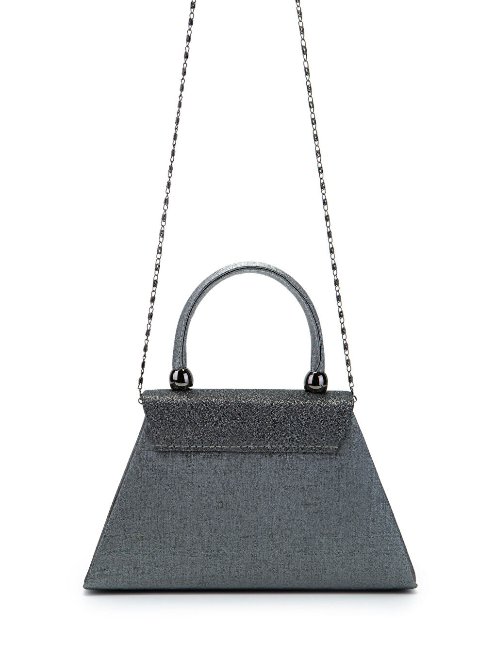 Minimalist Tasarım Simli Kapaklı Lip Abiye El Çantası Antrasit-4