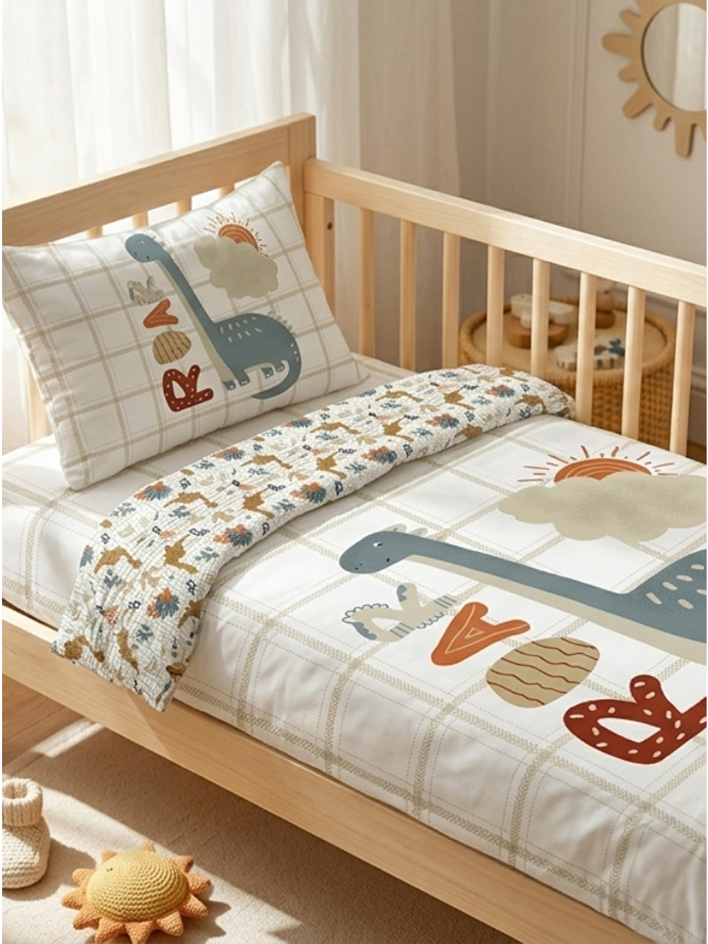 Karışık Dinozor Desenli Bebek Nevresim Takımı – 100x150 cm - ÇARŞAFSIZ-2