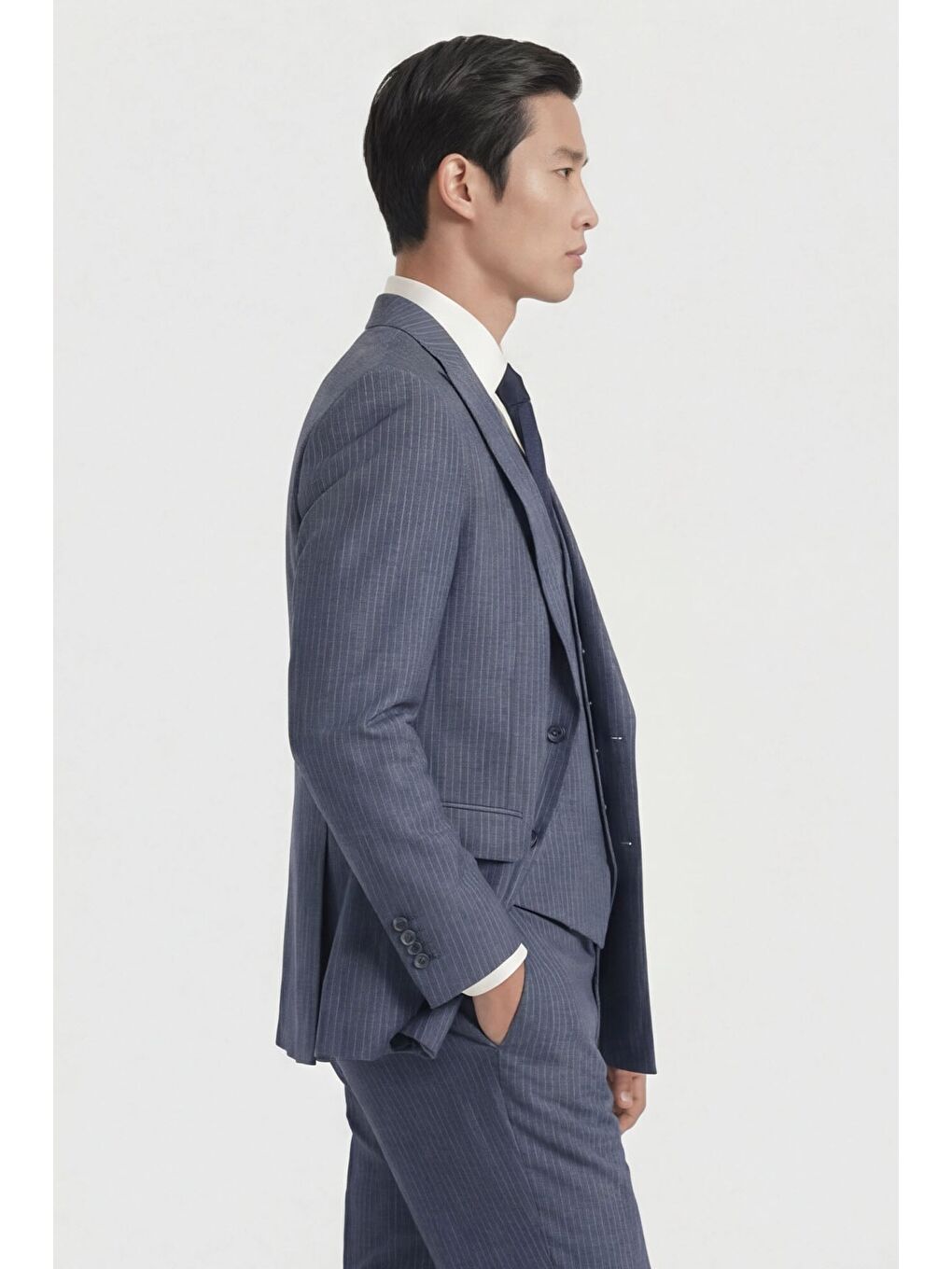 Giotelli Açık Lacivert Normal Kesim Regular Fit Dokuma Çizgili Takım Elbise-2