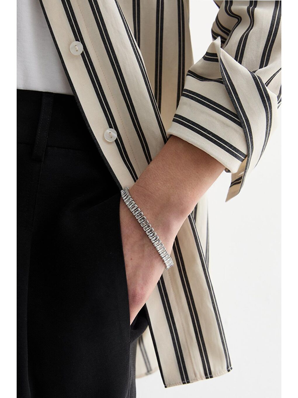 Sarı Paslanmaz Çelik Lüks Gold baget Taşlı Bileklik