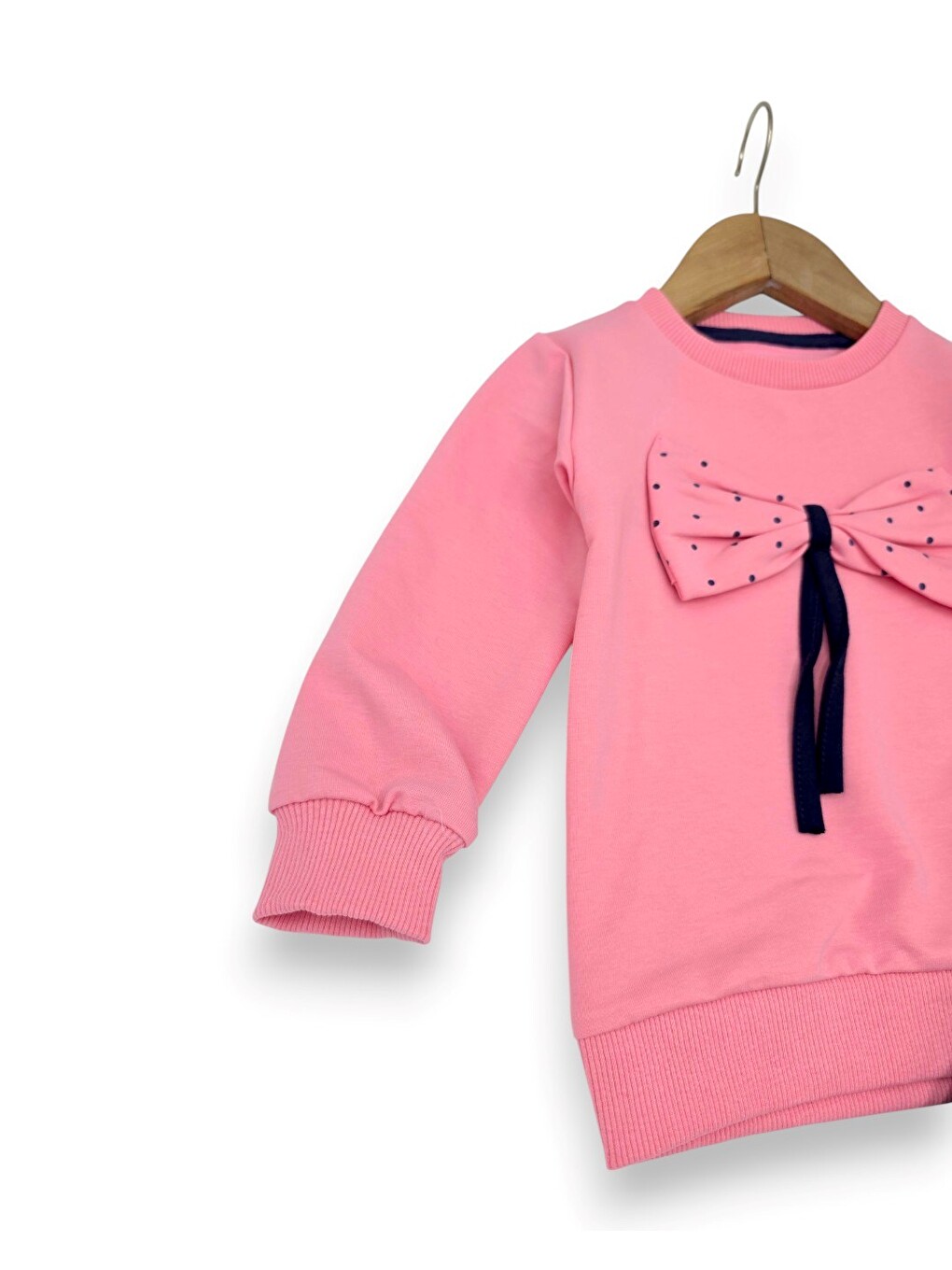 Pembe Kız Çocuk Mevsimlik 1-2-3-4 Yaş Fiyonk Detaylı 2 İplik Alt Üst 2'li Compact Takım-1