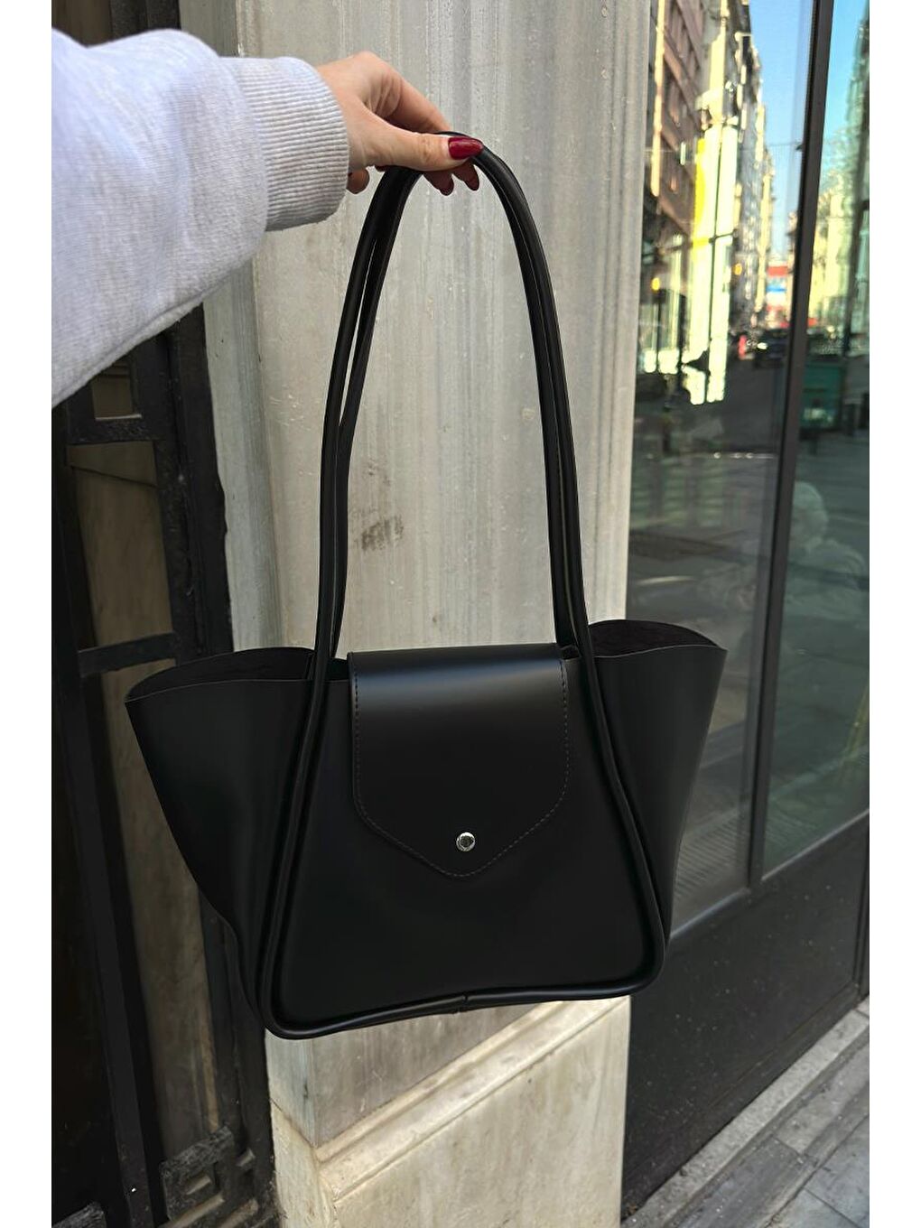 Petre Makyaj Çantalı Omuz Çantası Siyah-7