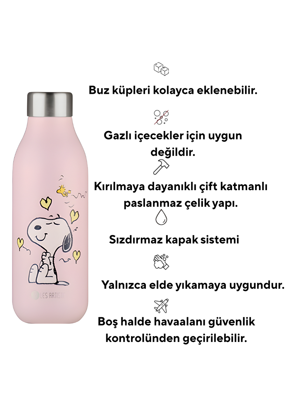 Karışık Isı Yalıtımlı Çelik Termos Mug 500ml Enjoy Snoopy-1