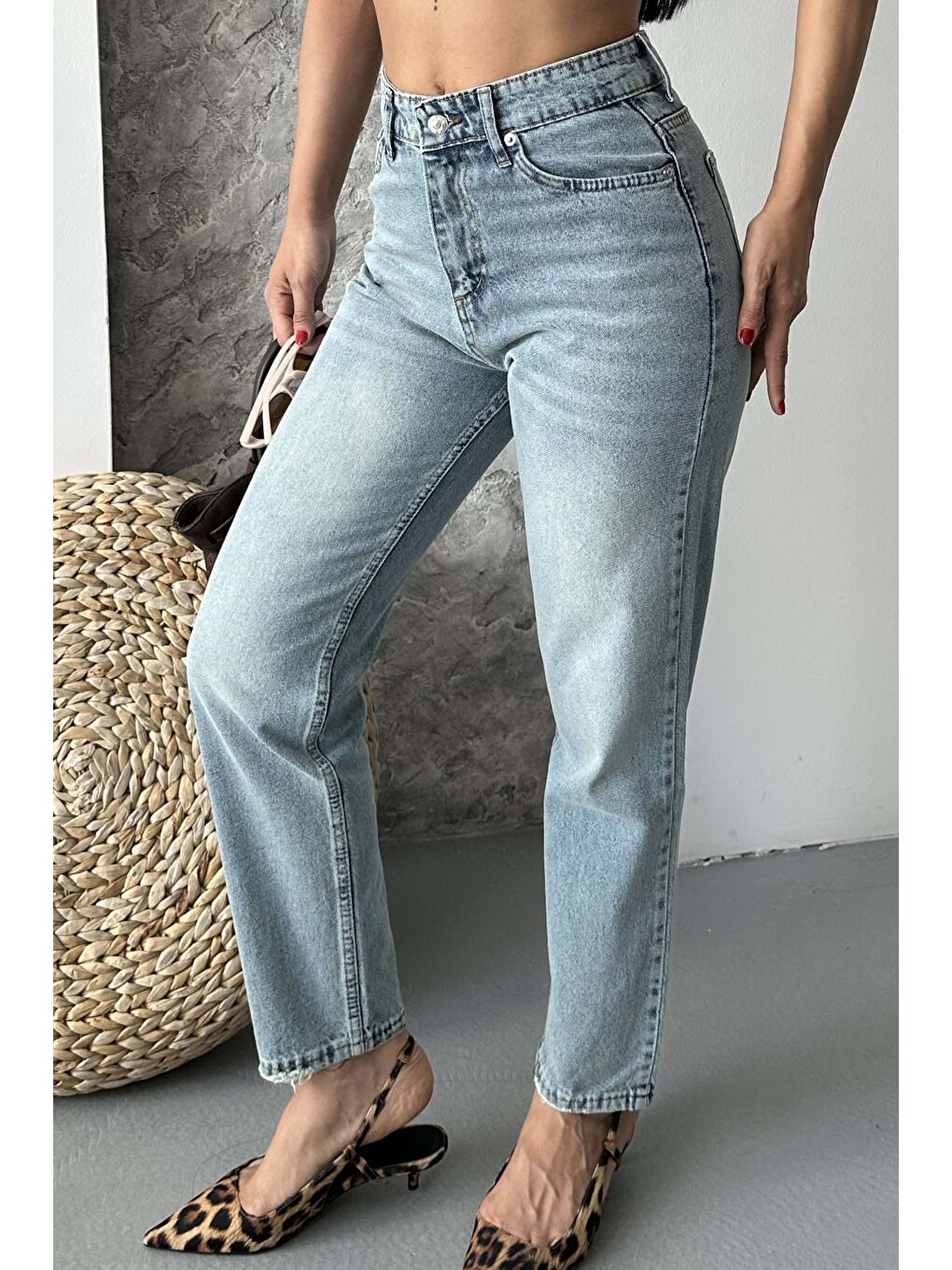 Mom Jean Pantolon Yeşil Tint Yikama - 27302