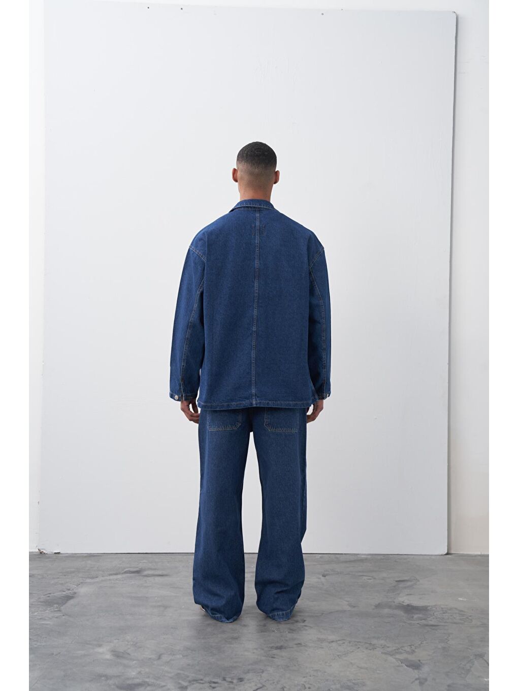 VAMOSCLO Koyu Mavi Oversize Denim Ceket - 1