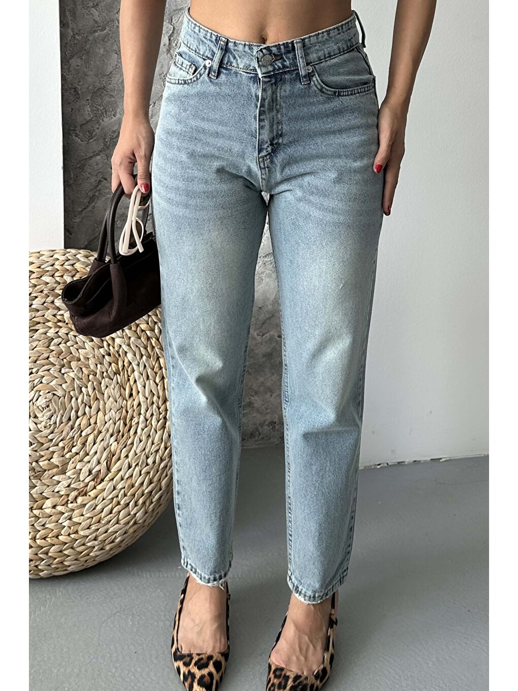 Mom Jean Pantolon Yeşil Tint Yikama - 27302-3